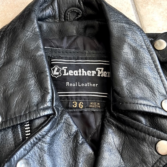 Leather Men Brand Vintage Real Leather Motorcycle Moto Biker Jacket size 36 - Picture 13 of 15